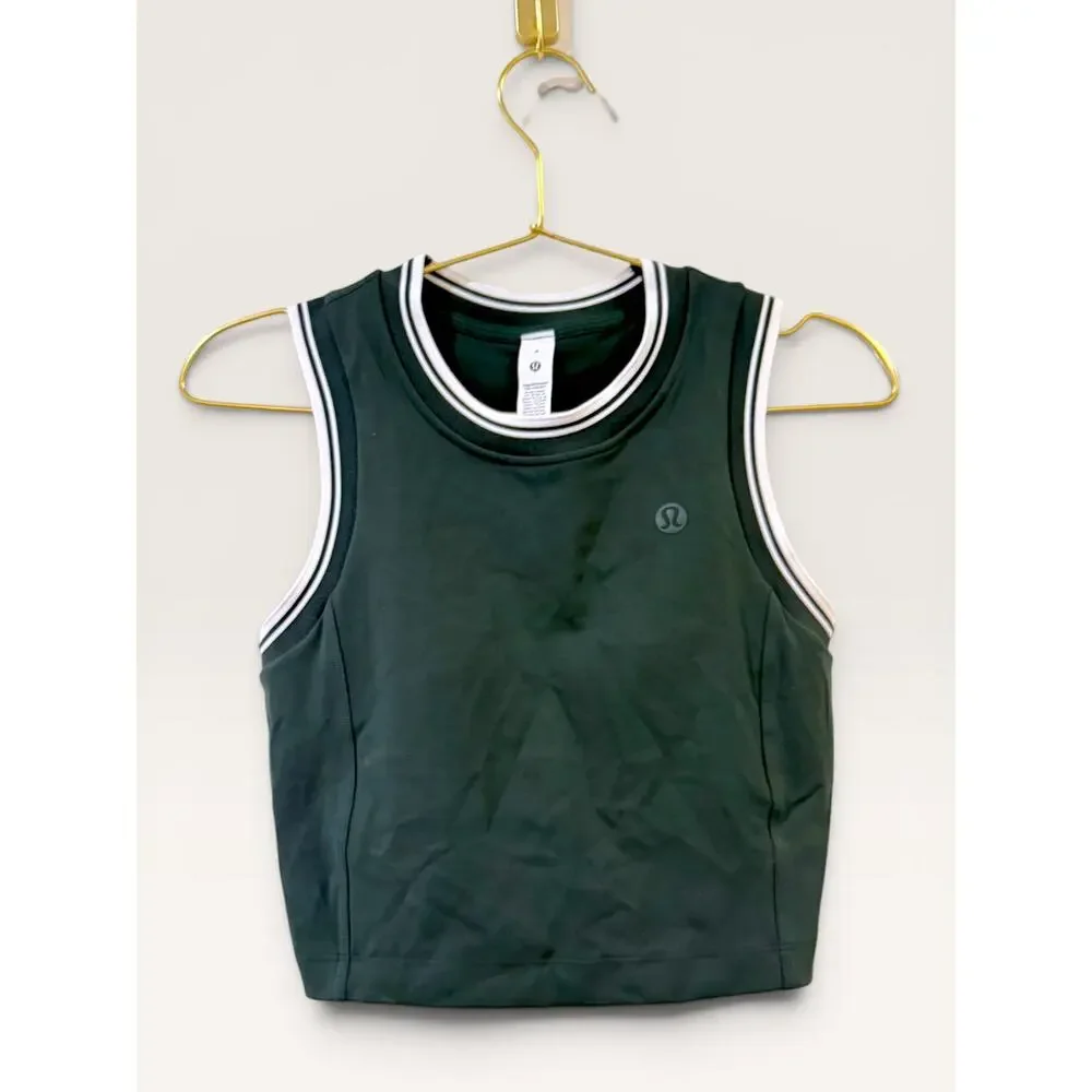 LULULEMON Varsity Scoop Neck Cropped Tennis Tank Legacy Green 6 NWT